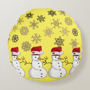 Almohada Redonda de Navidad, Muñeco de Nieve