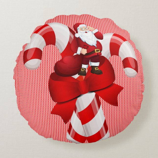 Almohada Redonda de Navidad, Santa (Anverso)