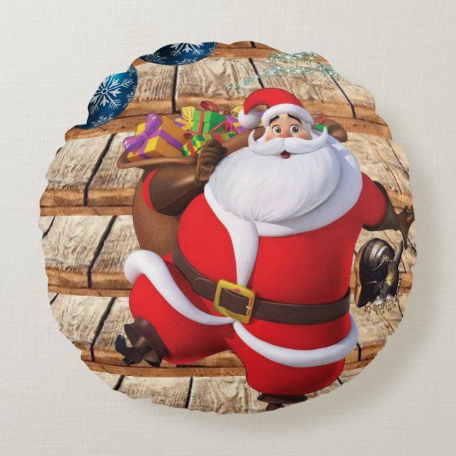 Almohada Redonda de Navidad, Santa (Anverso)