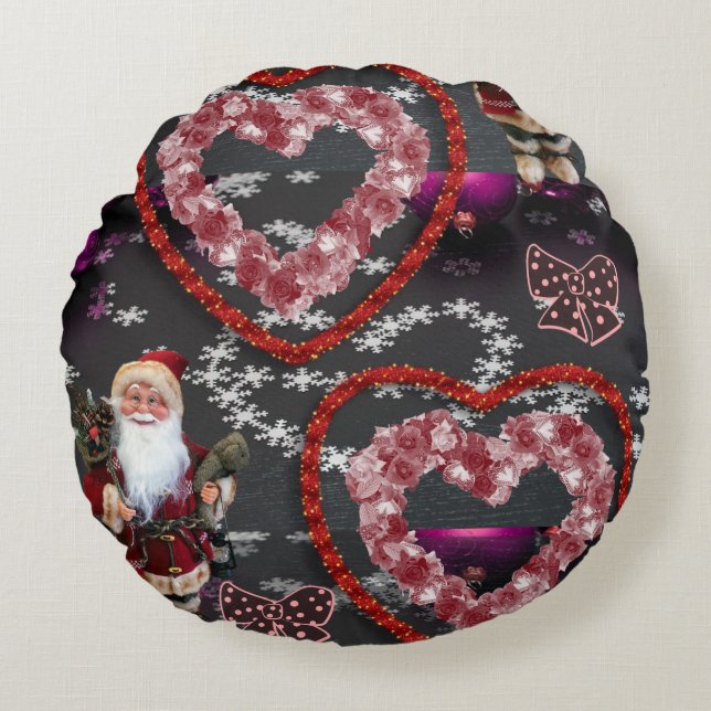 Almohada Redonda de Navidad, Santa (Anverso)