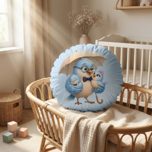 Almohada Redonda de Padre Pájaro Decoración Famili