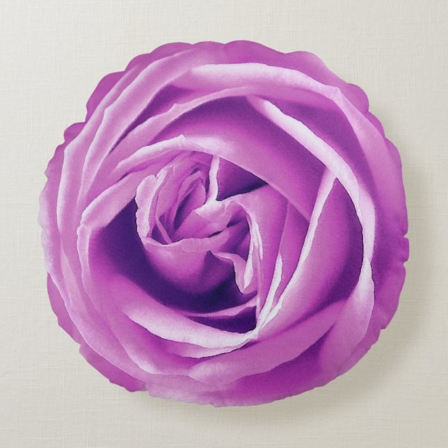 Almohada redonda de papel Rosa de lavanda grande (Anverso)