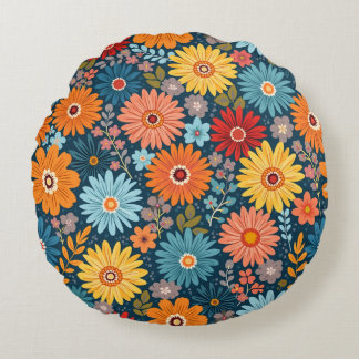 Almohada Redonda de Patrón de Flor