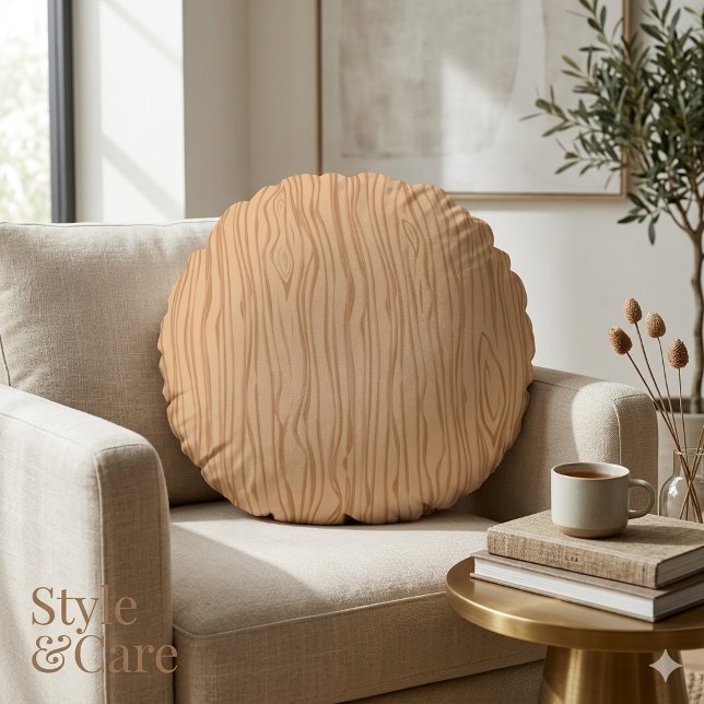 Almohada Redonda de Patrón de Madera Falsa de 40 c (Faux Wood Pattern Round Pillow 16 Inch Rustic Access)