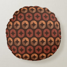 Almohada Redonda de Patrón de Pétalos Marrones