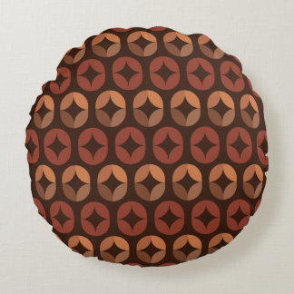 Almohada Redonda de Patrón de Pétalos Marrones