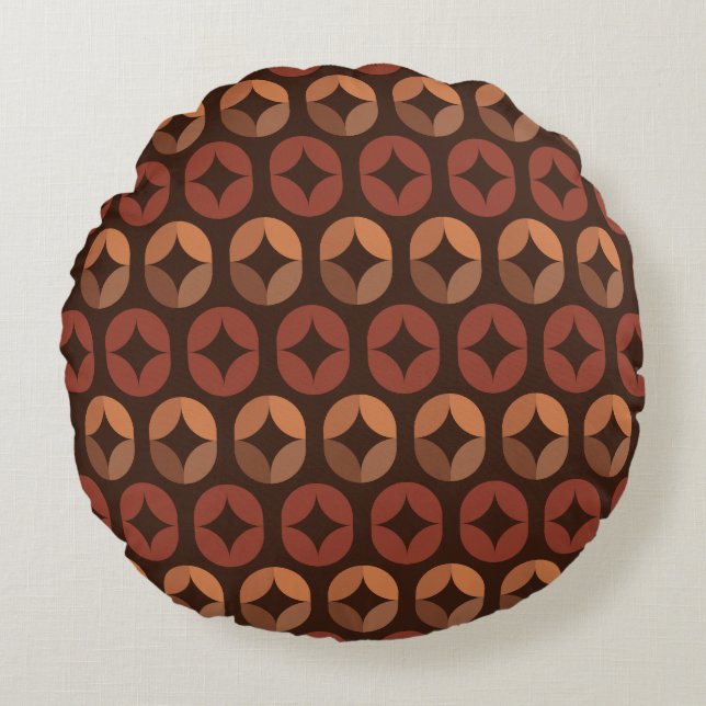 Almohada Redonda de Patrón de Pétalos Marrones (Anverso)