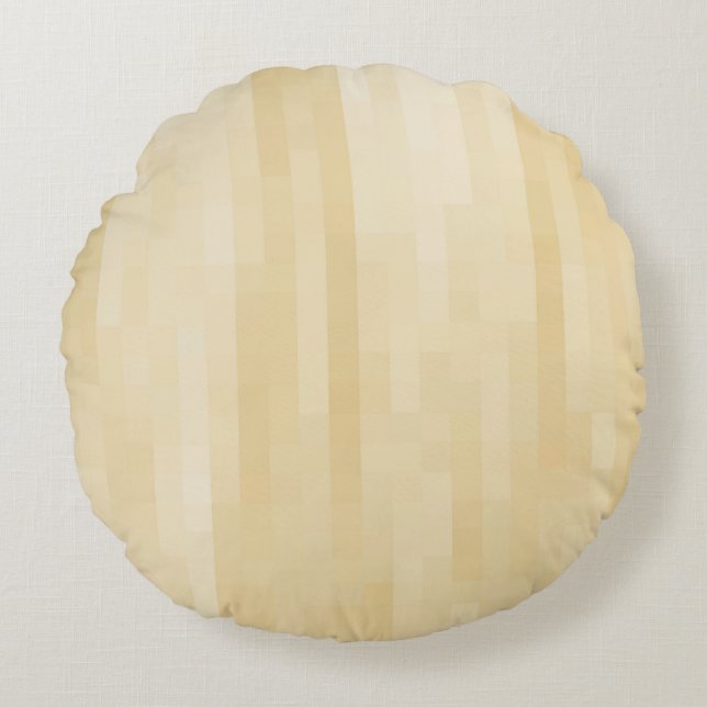 almohada redonda de patrón geométrico sutil beige  (Anverso)