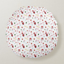 Almohada Redonda de Patrón Navideño