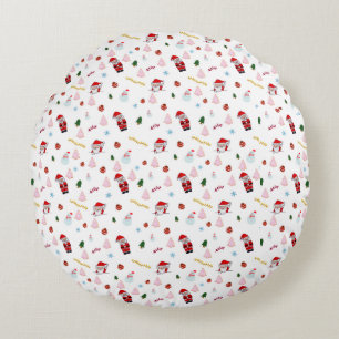 Almohada Redonda de Patrón Navideño