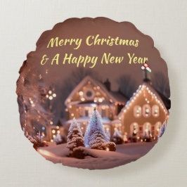 Almohada redonda de personalizado con Navidades al