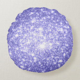 Almohada redonda de pervinca lavanda con estrellas