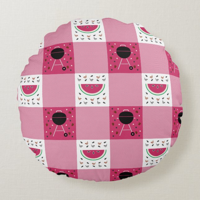 Almohada Redonda de Picnic de Verano (Anverso)