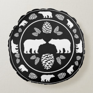 almohada redonda de pino de oso negro rubio