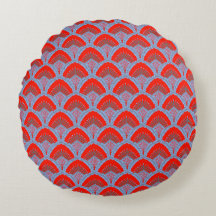 Almohada Redonda de Pluma de Pavo Real Roja | Un A