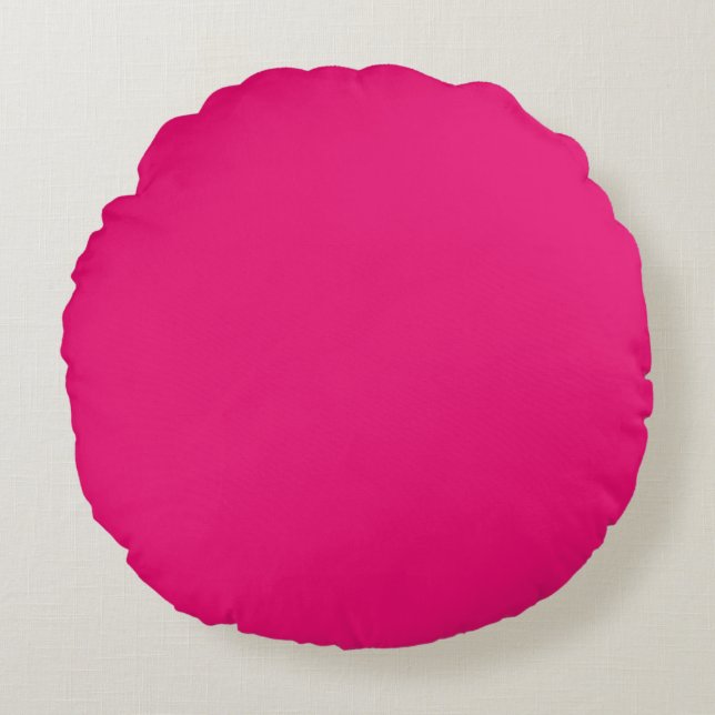 Almohada redonda de poliéster rosa caliente (Anverso)