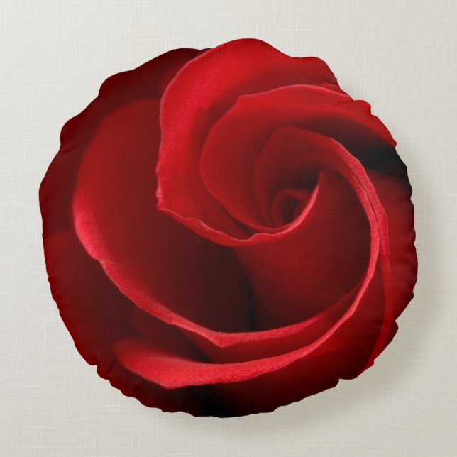 Almohada Redonda de Polyester Cepillada con Rosa R (Reverso)