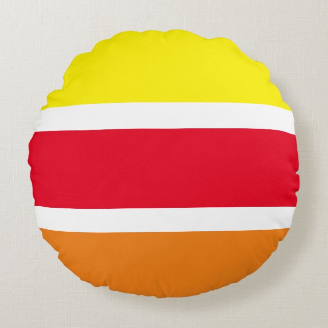 almohada redonda de rayas geométricas multicolor (Anverso)