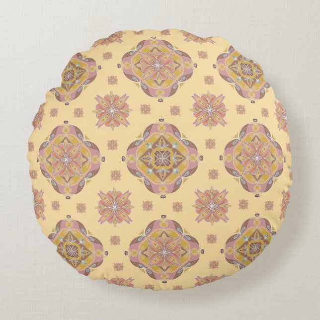 Almohada redonda de rejilla floral (Anverso)