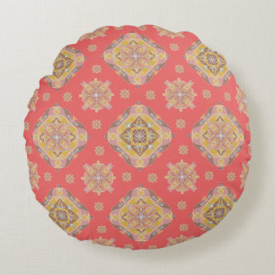 Almohada redonda de rejilla floral