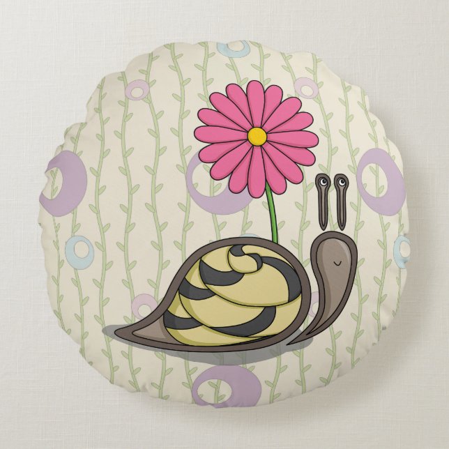 Almohada redonda de Sadie la caracol (Anverso)