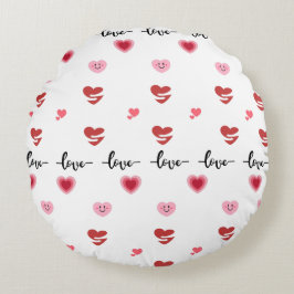 Almohada redonda de San Valentín con texto de amor