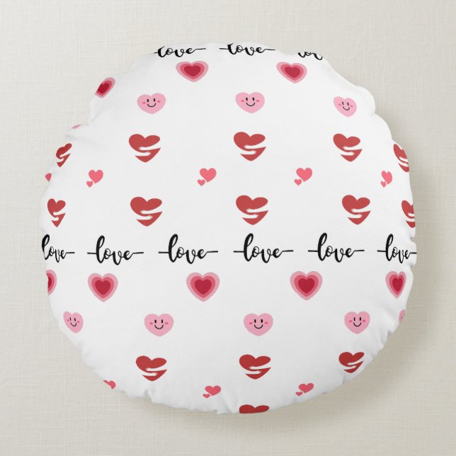Almohada redonda de San Valentín con texto de amor (Anverso)