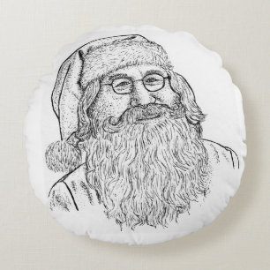 Almohada Redonda de Santa Claus con Dibujo a Mano 