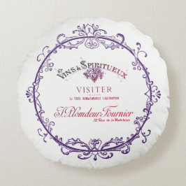 Almohada redonda de sellos de vinos franceses de é