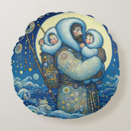 Almohada redonda de "Snowbound Together"