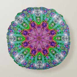 Almohada Redonda de Solsticio Alucinógeno Mandala