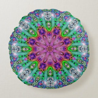 Almohada Redonda de Solsticio Alucinógeno Mandala