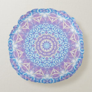 Almohada redonda de sueño bohemio azul lila