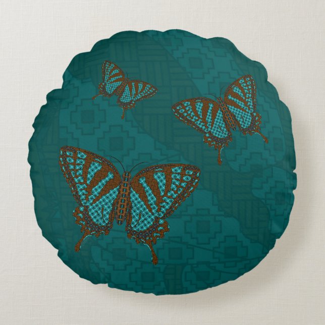 Almohada Redonda de Swallowtail Nativa (Anverso)
