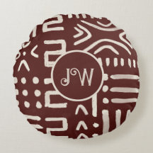 Almohada redonda de tela de barro africana