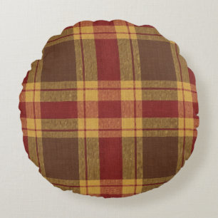 Almohada Redonda de Tela de Plaid de Otoño Falso