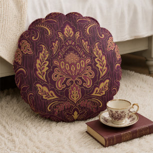 Almohada redonda de terciopelo con estampado damas