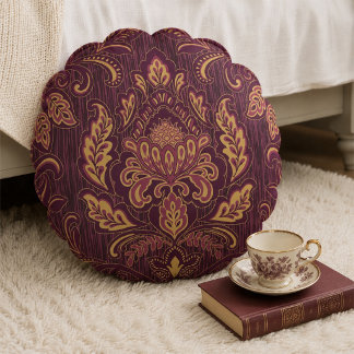 Almohada redonda de terciopelo con estampado damas