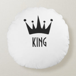 Almohada Redonda de Texto Corona Rey Color Negro P