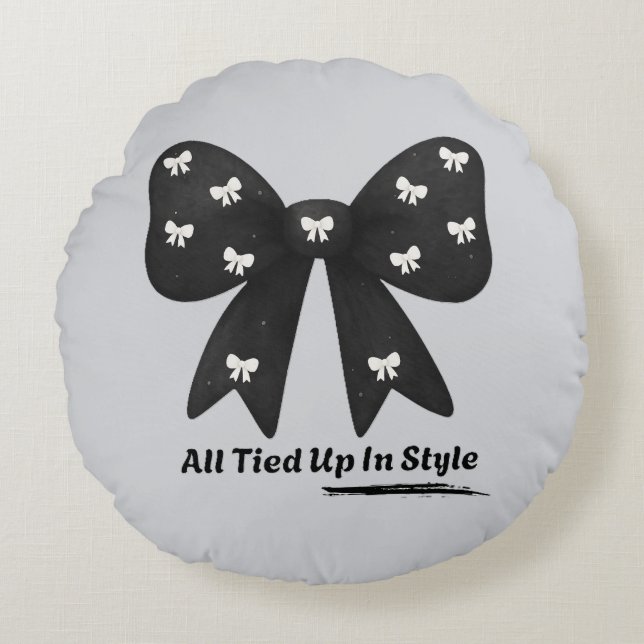 Almohada Redonda de Tirar 'Atada con Estilo' (Anverso)