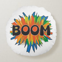 Almohada Redonda de Tirar Boom de Cómic Arte Pop