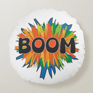 Almohada Redonda de Tirar Boom de Cómic Arte Pop
