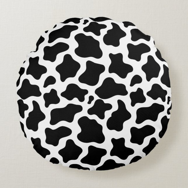 Almohada Redonda de Tirar con Estampado de Vaca (Anverso)