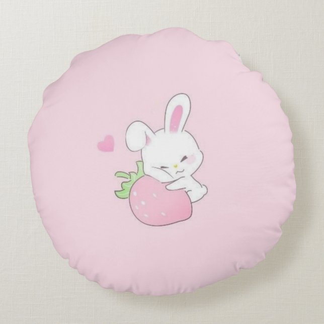 Almohada Redonda de Tirar Conejito Kawaii - Rosa P (Reverso)