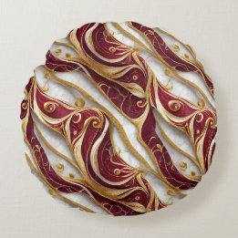 Almohada Redonda de Tirar de Mármol Burgundy y Dor