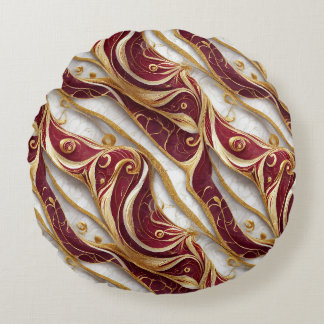Almohada Redonda de Tirar de Mármol Burgundy y Dor