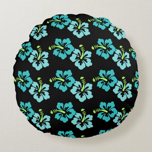 Almohada Redonda de Tirar-Flores Tropicales (Anverso)