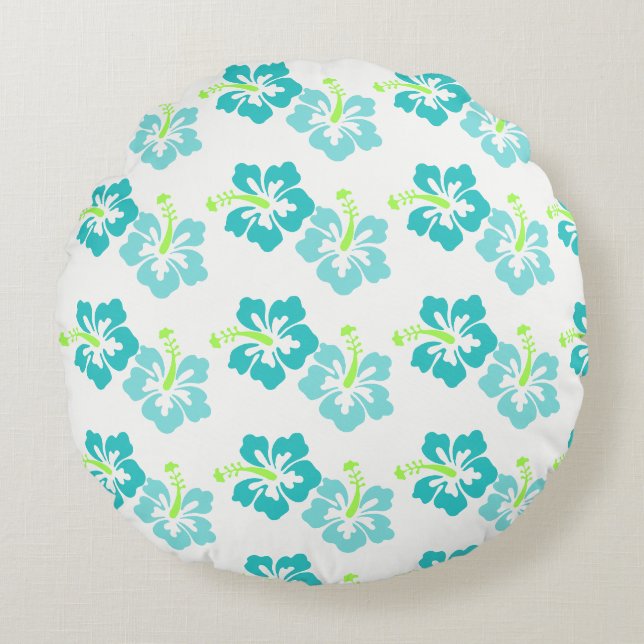 Almohada Redonda de Tirar-Flores Tropicales (Anverso)
