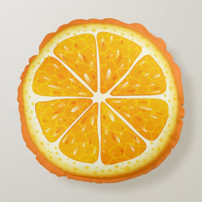 Almohada Redonda de Tirar-Naranja (Anverso)
