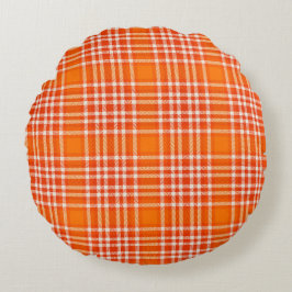 Almohada Redonda de Tirar Plaid Naranja Brillante